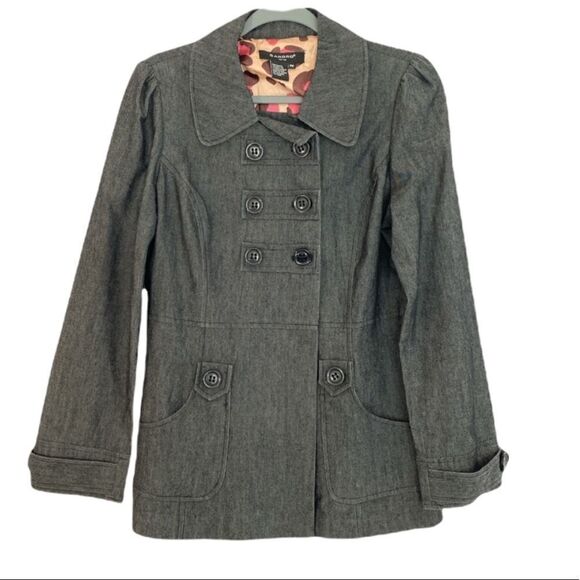 Sandro Double Breasted Peacoat In Grey - Picture 3 of 11